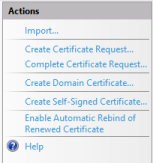Server Certificates actions