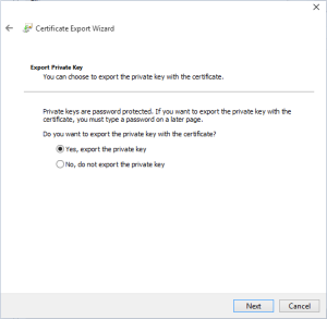 Export the private key
